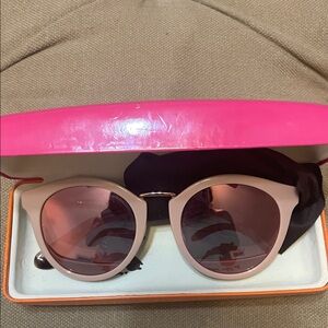 kate spade Pale Pink Round Sunglasses with Rose Lenses